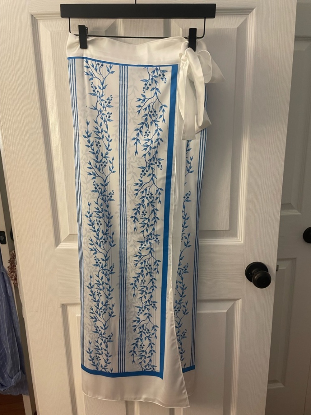 Women’s White & Blue Maxi Wrap Skirt